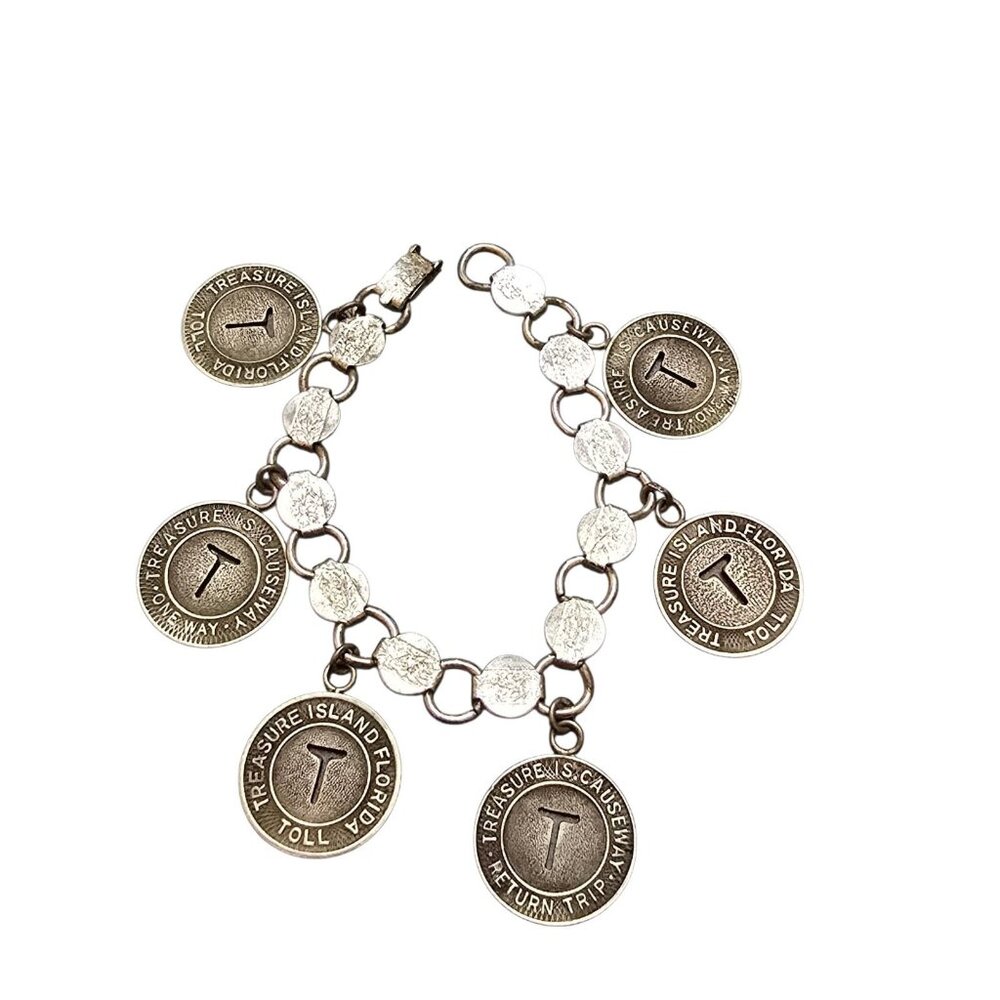 Vintage Sarah Coventry Treasure Is Causeway Bay Return Trip Token Charm Bracelet